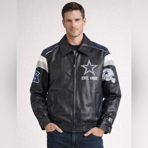 Vintage Dallas Cowboys Faux Leather NFL GIII Jacket Size Small